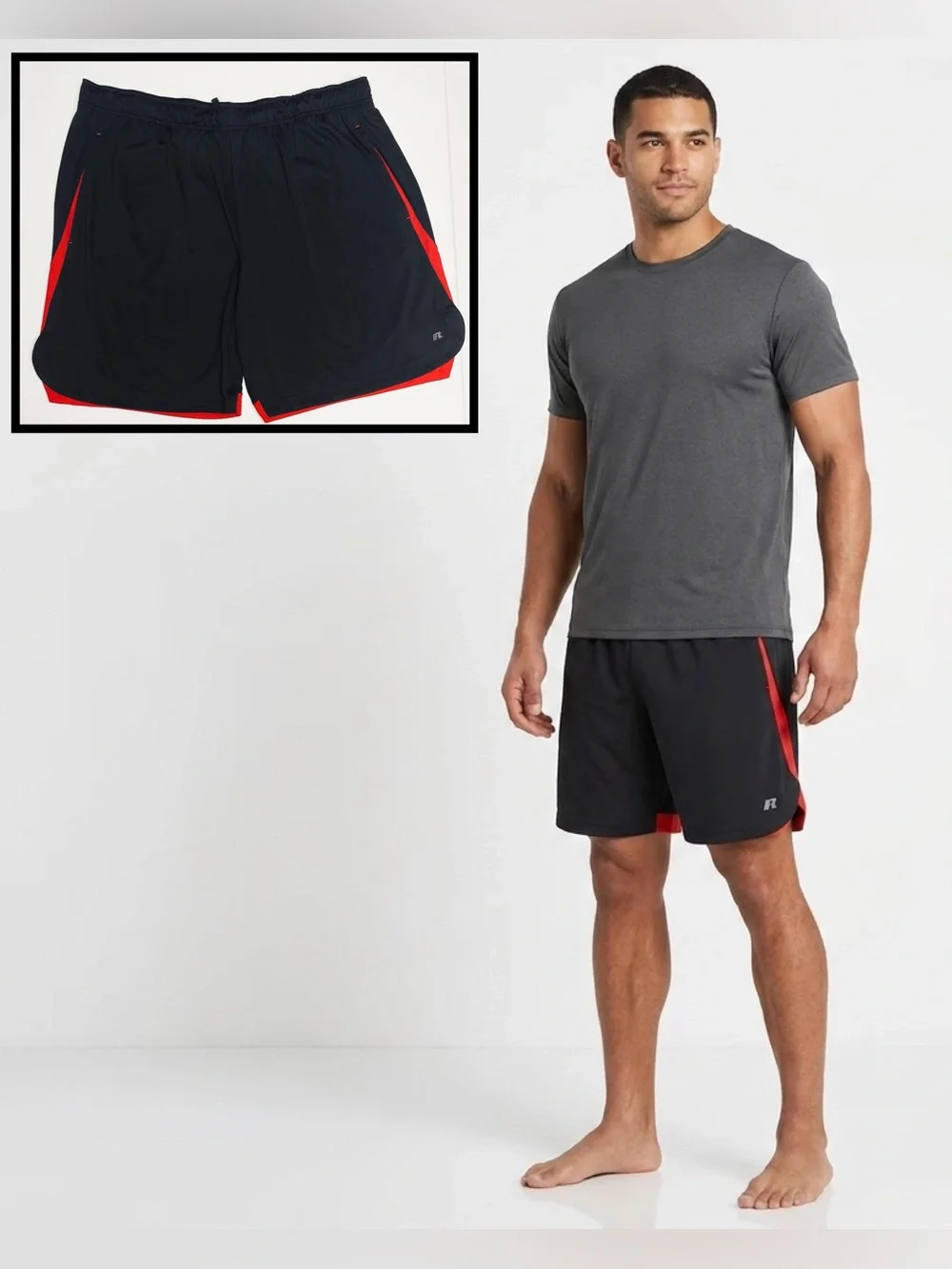 Russell Athletic Men's Dri-Power Basketball Shorts Black Red Size XL
